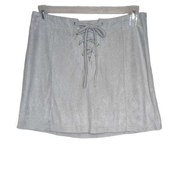 Hyfve light Gray lined boho mini skirt sz large - Picture 1 of 7